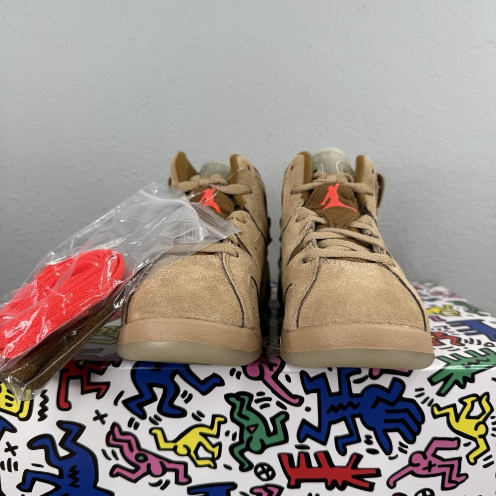 Travis Scott x Air Jordan 6 Retro PreSchool British Khaki DH0693-200 Size 11c - Picture 4 of 14